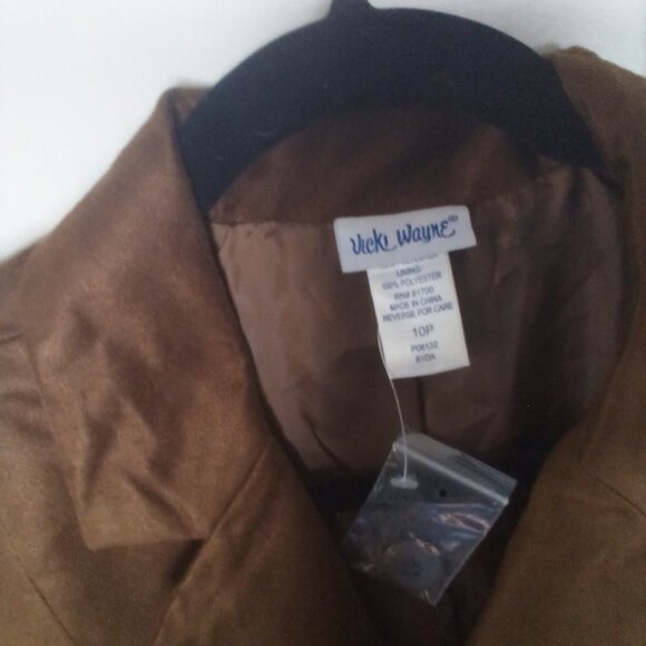 Vicki Wayne Jacket Blazer 10P 10 Petite Suede Brown - Picture 5 of 13